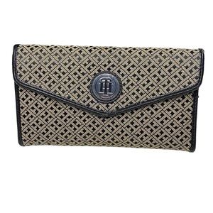 Tommy Hilfiger black and beige checkbook wallet